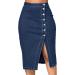 Sanahy Women's Long High Waist Fishtail Denim Maxi Skirt | Casual Jean Skirt | Plus Size Knee Length | Blue - Buy Online on GoSupps.com