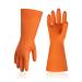 Vgo... Household Gloves with Lining Reusable Rubber Dishwashing Cleaning Gloves Extra Thickness Cold/Hot Proof for Kitchen Painting Gardening Pet Care 1Pair (RB2186) Large(pack of 1) Orange-RB2186