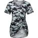 Evangelia.YM Women's V Neck Camouflage Tie-Dyed Floral Tunic Top - Short Sleeve Leisure Blouse - Buy Online on GoSupps.com