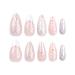 24 Pcs Medium Almond Press-On Nails - Nude & Glitter Full Cover Fake Nails | Glossy 5D Acrylic French Nails for Women & Girls - Buy Online on GoSupps.com
