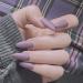 Huil Artificial Nail Coffin False Nails Ballerina Long Fake Nails Matte Stick On Nails Full Cover Acrylic False Nail Tips 24PCs for Women and Girls (Purple-Gray))