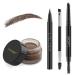 Eyebrow Stamp Pencil Kit for Eyebrows, Makeup Brow Stamp Trio Kit with Waterproof Eyebrow Pencil, Eyeliner, Eyebrow Pomade, and Dual-ended Eyebrow Brush - Dark Brown