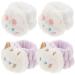 Ipetboom Lot de 4 Bracelets de Lavage du Visage Anti-humidit lastiques et R sistants en Mati re Douce Imitation Fourrure Couleur Blanc Taille Ajustable pour Soins du Visage