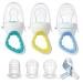PandaEar 3 Pack Baby Feeder Fresh Fruit Food Feeder with 3 Different Size Silicone Pouch and 1 Pacifier Clips Training Massaging Toy Teether