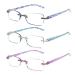 CRGATV 3 Pack Rimless Reading Glasses Blue Light Blocking Stylish Tinted Readers Eyeglasses for Women Anti UV/Eye Strain/Glare (+3.25 Magnification) 3 Pacx Mix Colors 3 Count (Pack of 1)