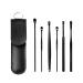 Innovative Spring Earwax Cleaner Tool Set 6Pcs 360 Spiral Design Earwax Removal Tools Ear Wax Removal Kit Ear Cleaning Kit with Storage Bag Scrub Brush (Black One Size) Black One Size