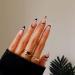 Justotry 24 pieces almond nails to stick on short black French artificial nails swirl stiletto artificial nails press on nails acrylic fingernails fake nails short for women black swirl French 1