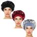 Wide-Brimmed Satin Night Caps 3-Pack for Women - Wine Red, Black, Silver - Buy Online on GoSupps.com