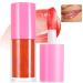 Jelly Lip Oil Gloss Big Brush Juicy Lips Glow Oil Mask Makeup Moisturizing Tinted High Shine Nourishing Plumping Hydrating Dry Lip Balm Care Non-Sticky All day for Women Watermelon