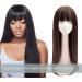 Women's Wig Attachment - Straight Hair with Bangs - 6.6cm 130g Light Brown || International Shipping Available - Buy Online on GoSupps.com