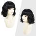 Yamel Wavy Bob Wig with Bangs | Synthetic Short Curly Wig for Women - Off Black - Buy Online on GoSupps.com