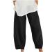 Gamivast Capri Pants for Women Linen Casual Summer Capris Loose Fit Wide Leg Cropped Pants Beach Lightweight Baggy Linen Pant 01-black X-Large