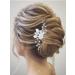 Heread Flower Bride Wedding Hair Pins Silver Pearl Bridal Head Piece Rhinestones Hair Accessories for Women and Girls (Pack of 2)