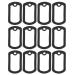 12Pcs Military Dog Tag Silicone Rubber ID Tags Retangular Cover (Black)