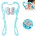 Manual Neck Massage Roller 6 Balls Neck Massager Dual Pressure Point Massager Neck the Shiatsu neck massager massages the neck deep to relieve pain (blue)