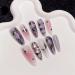 Handmade Nails Press on Full Cover Nails Spice Girl Sweet Cool Metallic Dimensional Long Fake Nails Nail enhancement (Color : 1 Size : XS)