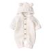 Baby Boy Girl Clothes Long Sleeve Knitted Hooded Romper Bodysuit Onesie Fall Winter Jumpsuit 6-12 Months White-Hairball