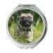 YENDOSTEEN Mirror makeup mirror Dog Bulldog Flower Meadow Joy pocket mirror portable mirror