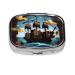 Cartoon Pirate Ship Printing 2 Compartment Small Pill Case Cute Small Pill Box Purse Pill Boxs Travel Pill Organizer for Pocket Purse and Travel Gifts