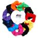 LUXXII (12 Pack) 4 Fancy Soft Cotton Colorful Scrunchies Ponytail Holder Elastic Hair Bands (Plain Color)