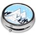 Snow-Capped Mountains Round Pill Box Organizer - 3 Compartment Portable Travel Pill Case for International Shipping - Buy Online on GoSupps.com