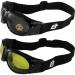 Two Pairs of Birdz Bald Eagles Glossy Black Frame Motorcycle Goggles Smoke Lenses and Yellow Tint Lenses