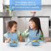 Vicloon Baby Weaning Set - 4 Pcs Silicone Feeding Set | Suction Plate, Bowl, Bib, Spoon & Fork | BPA Free for Toddlers & Kids | Blue Bear Sucker Bowl - Buy Online on GoSupps.com