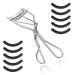 Sibba eyelash pliers with 10 refill silicone pads rose golden eyelashcase for women lash curler easy to curl eyelashes natural and fits all eye shapes (silver)
