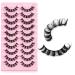 Natural Look False Eyelashes Russian Strip Lashes D Curly Faux Mink Lashes Wispy Fluffy Volume Russian Lashes 3D Effect Fake Eyelashes (10 Pairs)