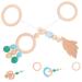 Generic 4pcs Stroller Yarn Bead Pendant Stroller Newborn Woody Wooden Play Gym Infant Stroller Safety Nursery Bed Hanging Rattle Wood Crib Wood Beech