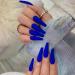 Funyrich Long Coffin Press on Nails Blue Fake Nails Ballerina Matte Full Cover Artificial False Nail for Women and Girls (24 Pcs) 1 Blue