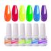 Clou Beaute 8ml Gel Nail Polish Set Rainbow Neon Colors Orange Red Blue Purple Green Soak Off UV LED Nail Gel Polish Art Varnish Gift Box Set Pack of 6 Colors Gel Polish Set S018 CB-S018