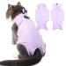 lexvss Cat Recovery Suit for Abdominal Wounds, Professional Cat Surgery Recovery Suit, E-Collar Alternative, Soft Kitten Spay Recovery Suit Prevent Licking Wounds Small Purple