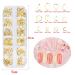 Aysekone 12 Grids Gold 3D Alloy Rivets Nail Charms Studs - Geometric Circle Heart Triangle Square Moon Nail Art Decorations - Buy Online on GoSupps.com