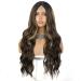 AISI QUEENS Long Wavy Wig - Brown Blonde Highlights, Heat Resistant Synthetic Curly Hair for Women - Buy Online on GoSupps.com