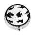 Black and White Fishround Pill Box 3 Compartments Round Pill Box Organizer for Purse Or Pocket &*Portable Travel Pill Box