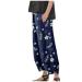 Lovely Nursling Cropped Pants for Women Work Casual, Womens Soft Linen Pants Relaxed Comfort Wear Boho Beach Pant H4-a-blue Large