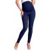 Zeta Ville -Women's Maternity Elastic Pants Denim Look Leggings Waistband - 948c 4-6 Navy Jeans