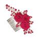 MERRYHAPY Rose Hair Comb Wedding Hair Accessories for Brides Wedding Hair Side Comb Bridal Hair Side Comb Rose Head Decor Hair Comb Clip Hair Decoration Rose Hair Decor Zinc Alloy Red