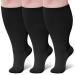 Zfsock compression stockings thick calves men: support stockings women medical compression socks 20-30mmhg oversize men women travel socks 3 couples 4xl black