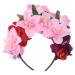 Minkissy Day Of The Dead Headband Rose Flower Crown Rose Mexican Flower Headband Headpiece for Costume Halloween Party Pink