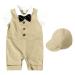AmzBarley Baby Boys Gentlemans Outfit Suit Kids Long/Short Sleeve Dress Shirt Pants Vest Bowtie Tuxedo Rompers Childs Birthday Evening Holiday Party Khaki 104 18-24 Months