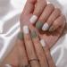 Sethexy French Short False Fingernails - Glossy White & Green Square 24pc Acrylic Nail Tips for Women & Girls - Buy Online on GoSupps.com