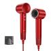 Laifen Hair Dryer 200 Million Negative Ionic Blow Dryer with 110 000 RPM Brushless Motor for Fast Drying High-Speed Hairdryer Low Noise Blowdryer for Home Travel with Smooth Nozzle (Rubey Red)