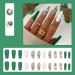 Justotry 24 Pcs Long Emerald Green Swirl Press On Nails | Coffin Patterns Nude Ballerina Stick on Nails | Acrylic False Nails with Glue for Women - Buy Online on GoSupps.com
