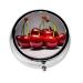Chilean Cherriesround Pill Box 3 Compartments Round Pill Box Organizer for Purse Or Pocket &*Portable Travel Pill Box