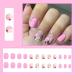 Colorful Daisy Flower Short Square Press-On Nails - 24Pcs Full Cover Acrylic French Tips for Women and Girls - Buy Online on GoSupps.com