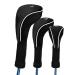 Black Golf Club Head Cover Driver 1 3 4 5 7 X Fairway Woods Headcovers, Golf Accessories Hybrid Head Covers Set with Interchangeable Tags Fits All Fairway and Driver Clubs Black White