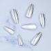 Silver Chrome Almond Press-On Nails | Glossy Medium Fake Nails - 24 Pcs | Acrylic Full Cover Stick-On Nails for Women & Girls - Buy Online on GoSupps.com