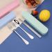 Stainless Steel Portable Tableware Three Piece Student Fork Spoon Chopsticks Set Pink - Buy Online on GoSupps.com